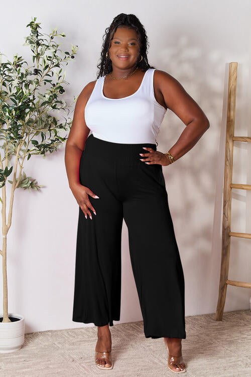 all the pretty girls walk like this-Smocked Wide Waistband Wide Leg Pants