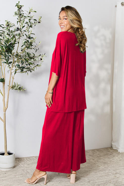 lounge the day away! Round Neck Slit Top and Pants Set