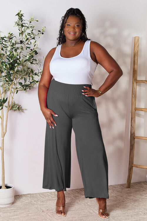 all the pretty girls walk like this-Smocked Wide Waistband Wide Leg Pants