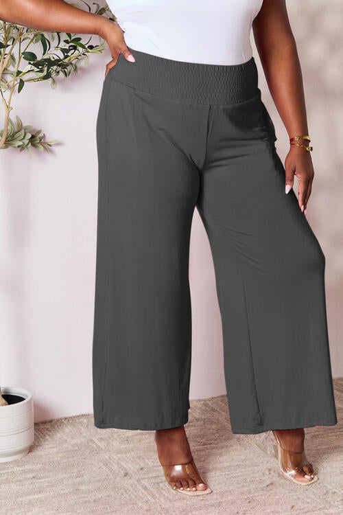 all the pretty girls walk like this-Smocked Wide Waistband Wide Leg Pants