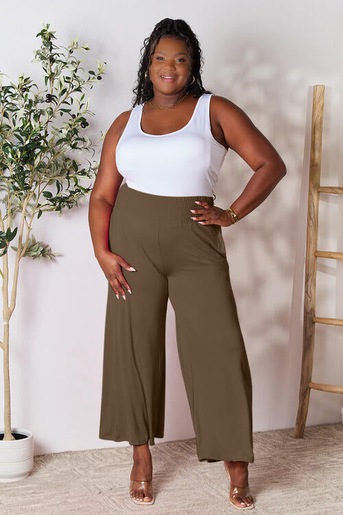 all the pretty girls walk like this-Smocked Wide Waistband Wide Leg Pants
