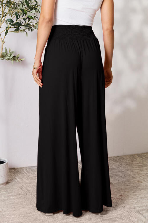 all the pretty girls walk like this-Smocked Wide Waistband Wide Leg Pants