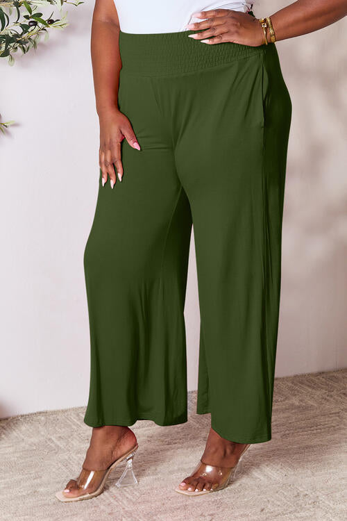 all the pretty girls walk like this-Smocked Wide Waistband Wide Leg Pants