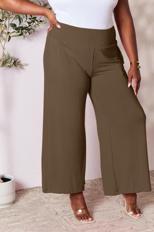 all the pretty girls walk like this-Smocked Wide Waistband Wide Leg Pants