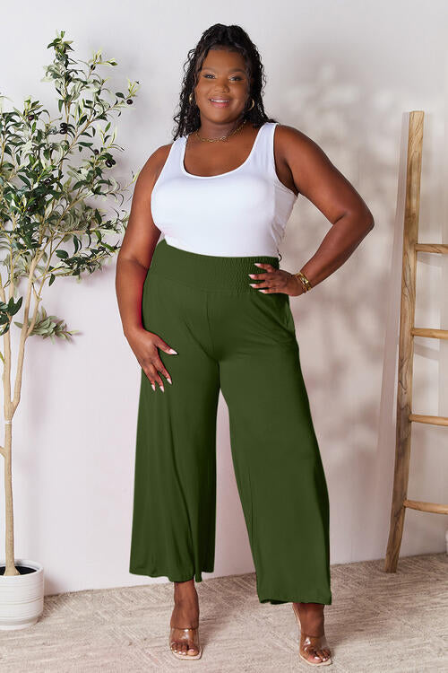 all the pretty girls walk like this-Smocked Wide Waistband Wide Leg Pants
