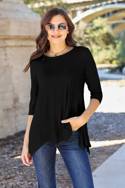 what is in your pocket? Round Neck Pocketed T-Shirt