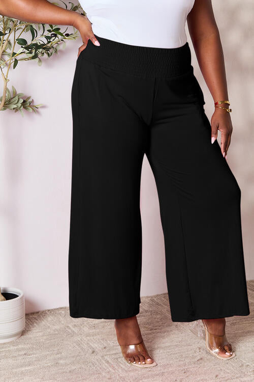 all the pretty girls walk like this-Smocked Wide Waistband Wide Leg Pants