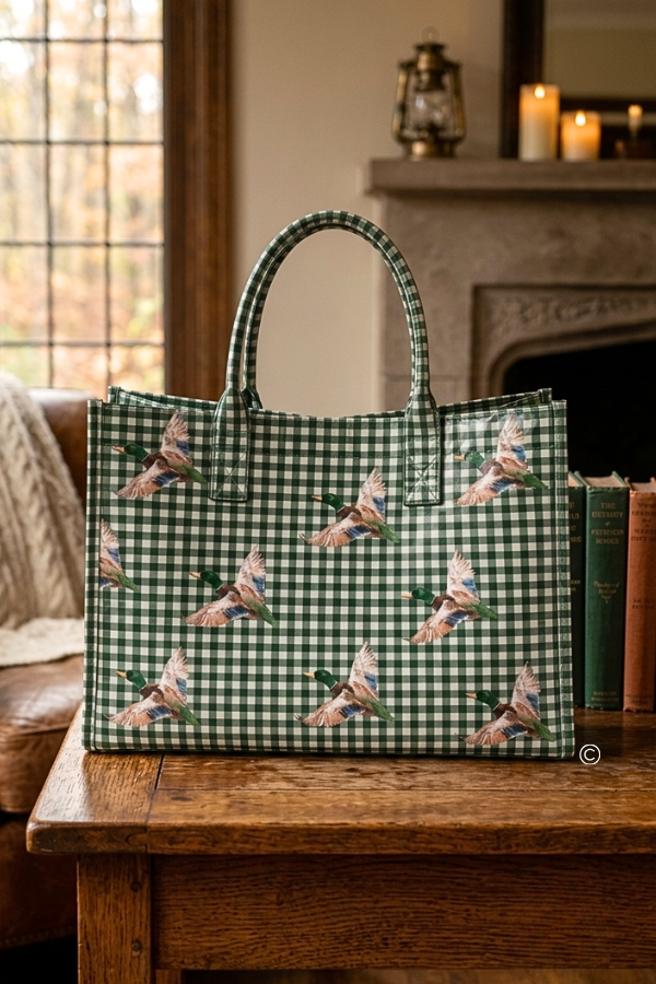 SC - ETA 9/30-10/14 Mallard Marshland Green Gingham Vinyl Tote©
