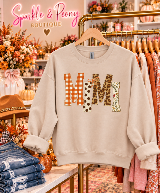 Mimi Fall Sweatshirt | Leopard Print Patchwork Grandma Crewneck