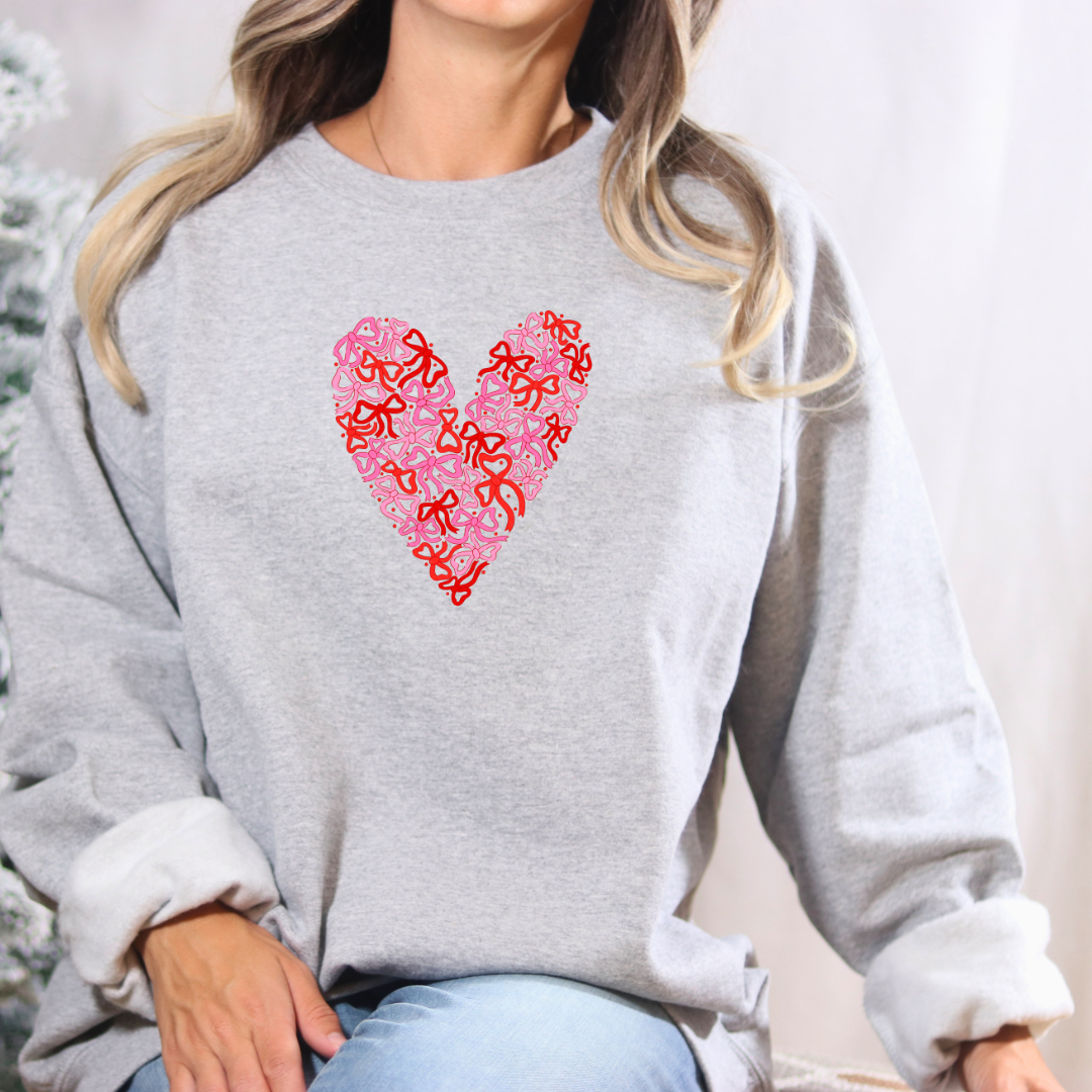 bow love heart crewneck graphic