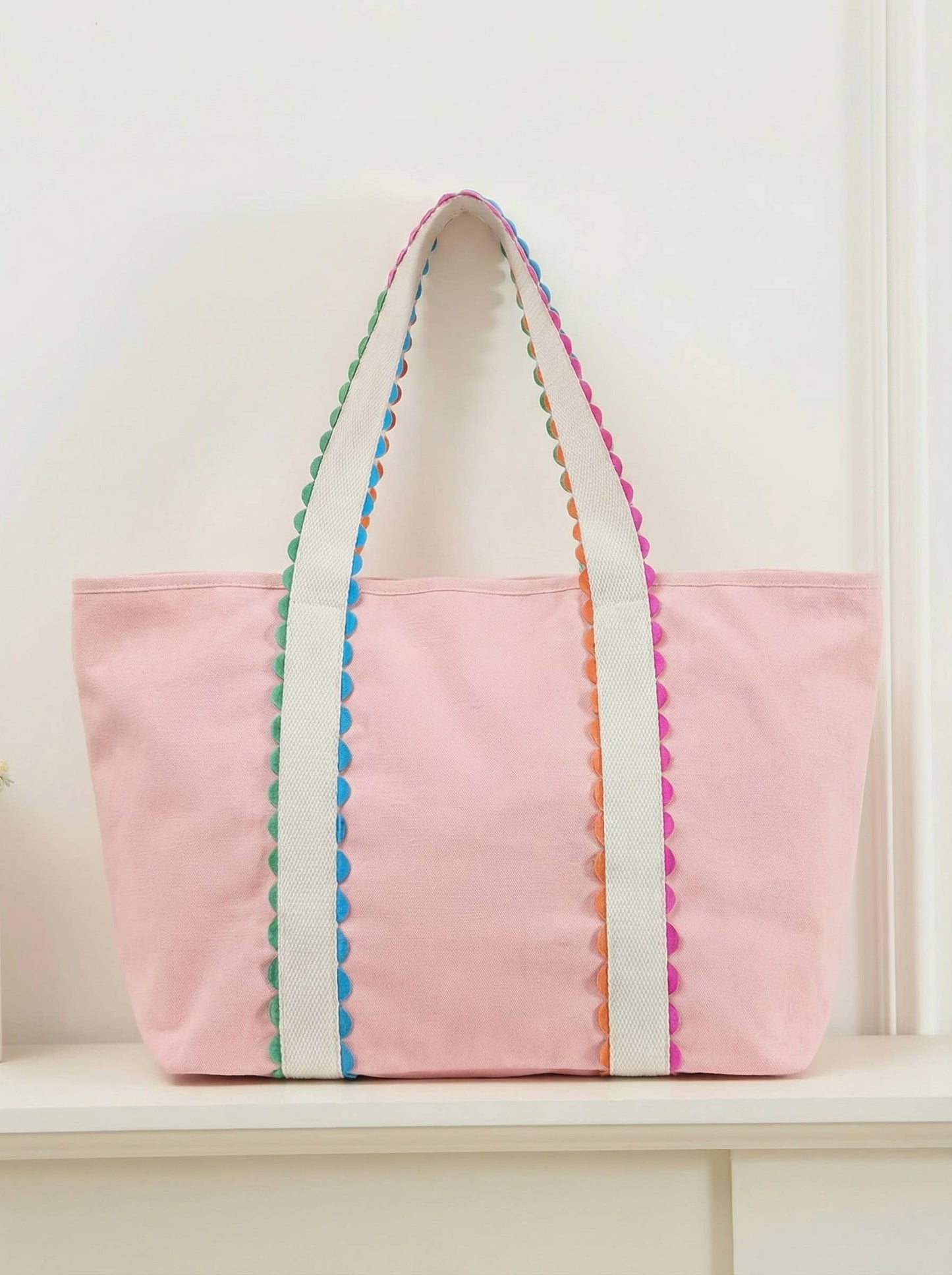 66 Colorful Ricrac-Trimmed Canvas Everyday Tote Bag