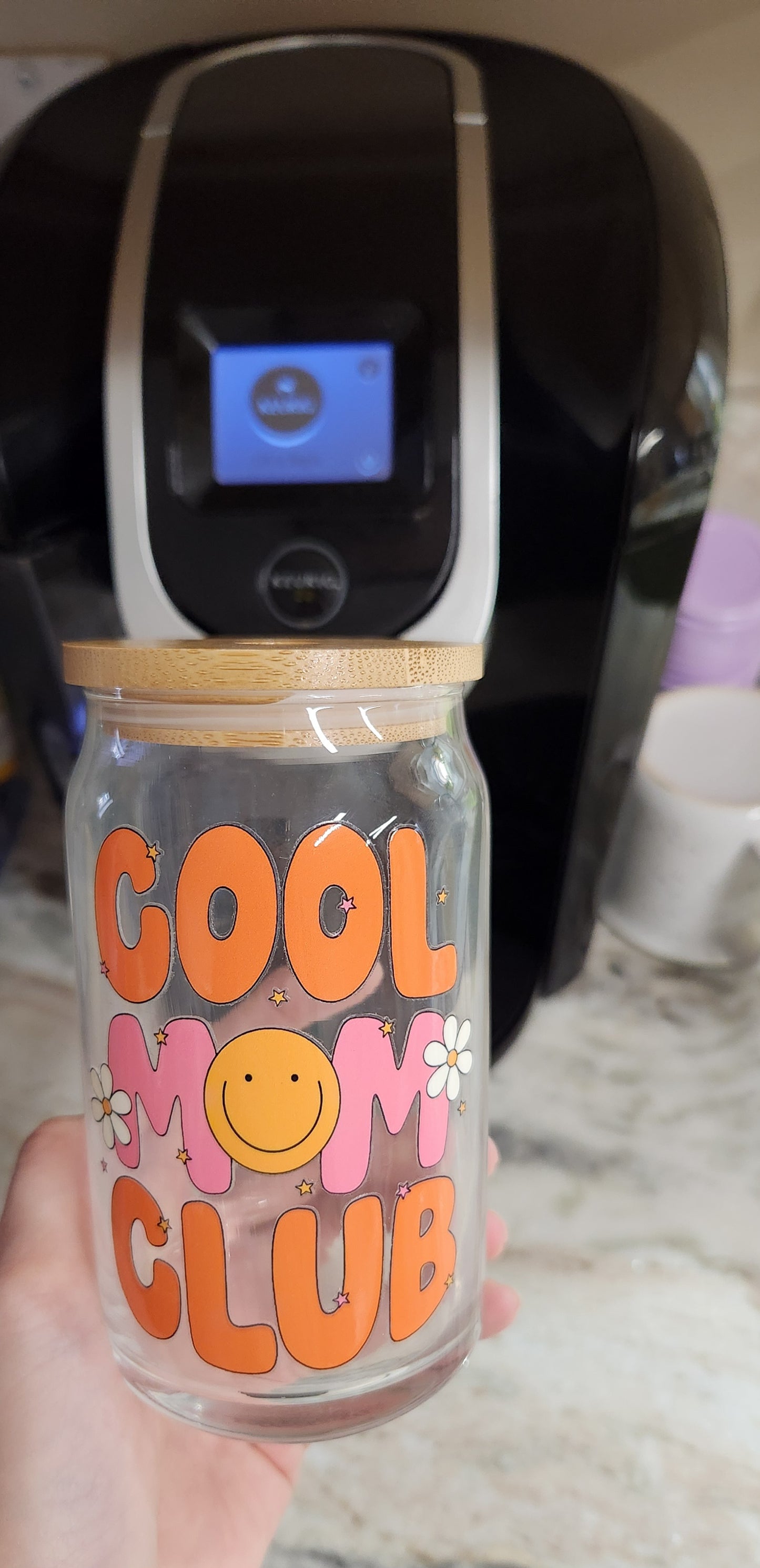 Cool Mom club- 16 oz glass can