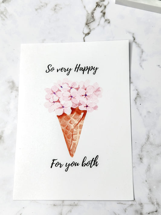 Happiness waffle cone bridal/baby shower greeting card