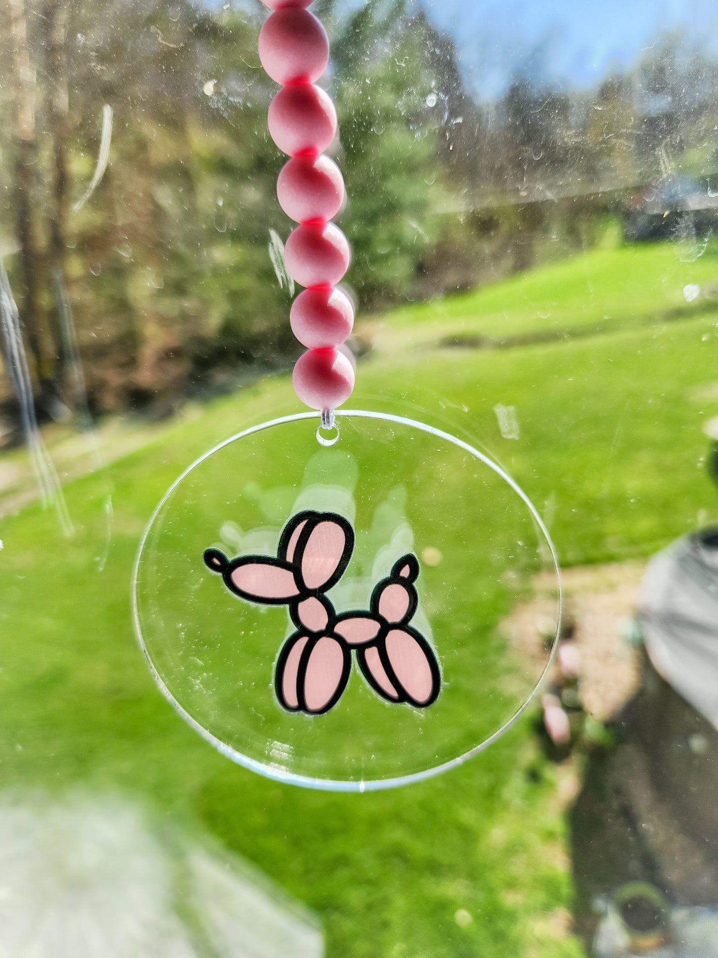 Pink is the Best Balloon animal car charm