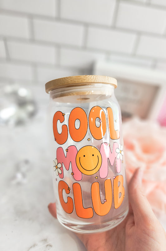 Cool Mom club- 12 oz glass can- iced coffee