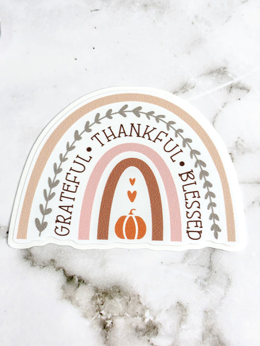 Grateful heart rainbow sticker