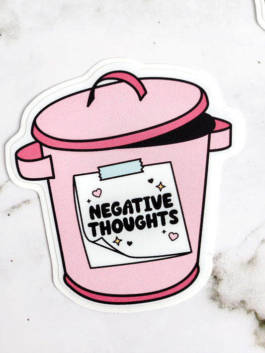 Negative thought trashcan sticker