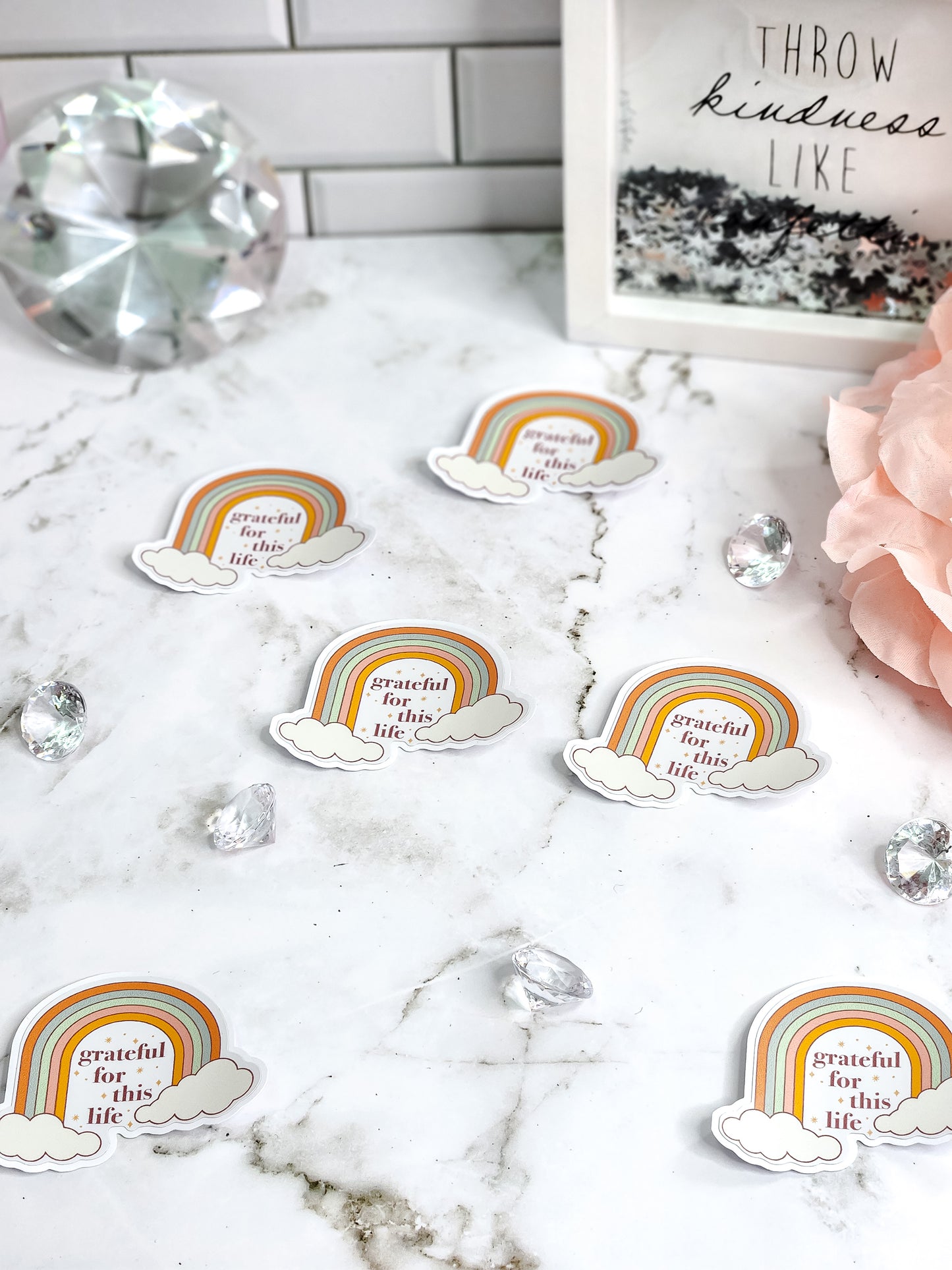 Grateful for this life boho rainbow sticker