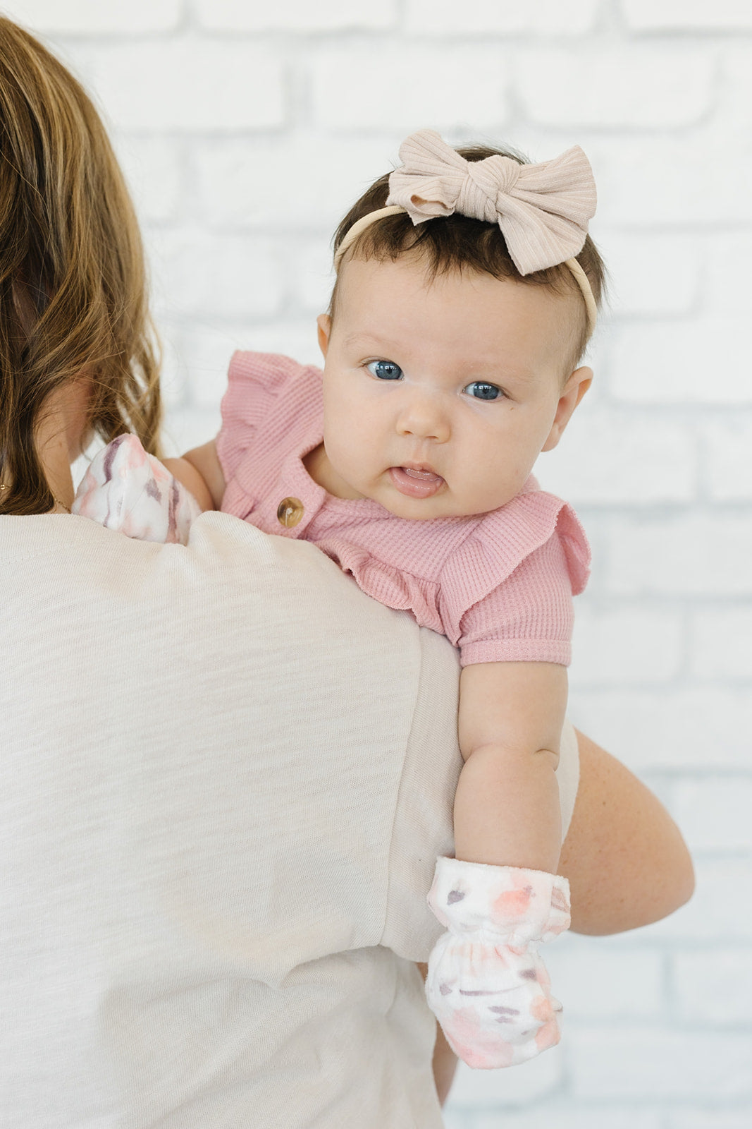 Stay-On Baby Mittens with Silicone Grip - Painted Flowers No Scratch Mittens for Newborns 0-6 Months