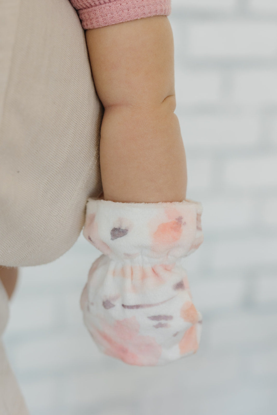 Stay-On Baby Mittens with Silicone Grip - Painted Flowers No Scratch Mittens for Newborns 0-6 Months