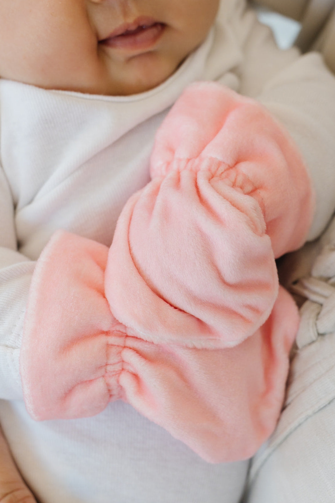 Stay-On Baby Mittens with Silicone Grip - Crystal Rose No Scratch Mittens for Newborns 0-6 Months