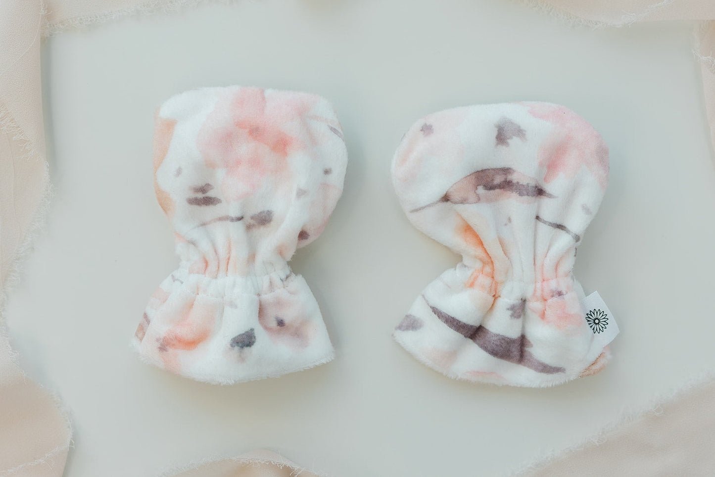 Stay-On Baby Mittens with Silicone Grip - Painted Flowers No Scratch Mittens for Newborns 0-6 Months