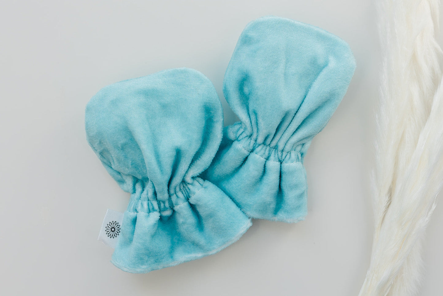 Stay-On Baby Mittens with Silicone Grip - Canal Blue No Scratch Mittens for Newborns 0-6 Months