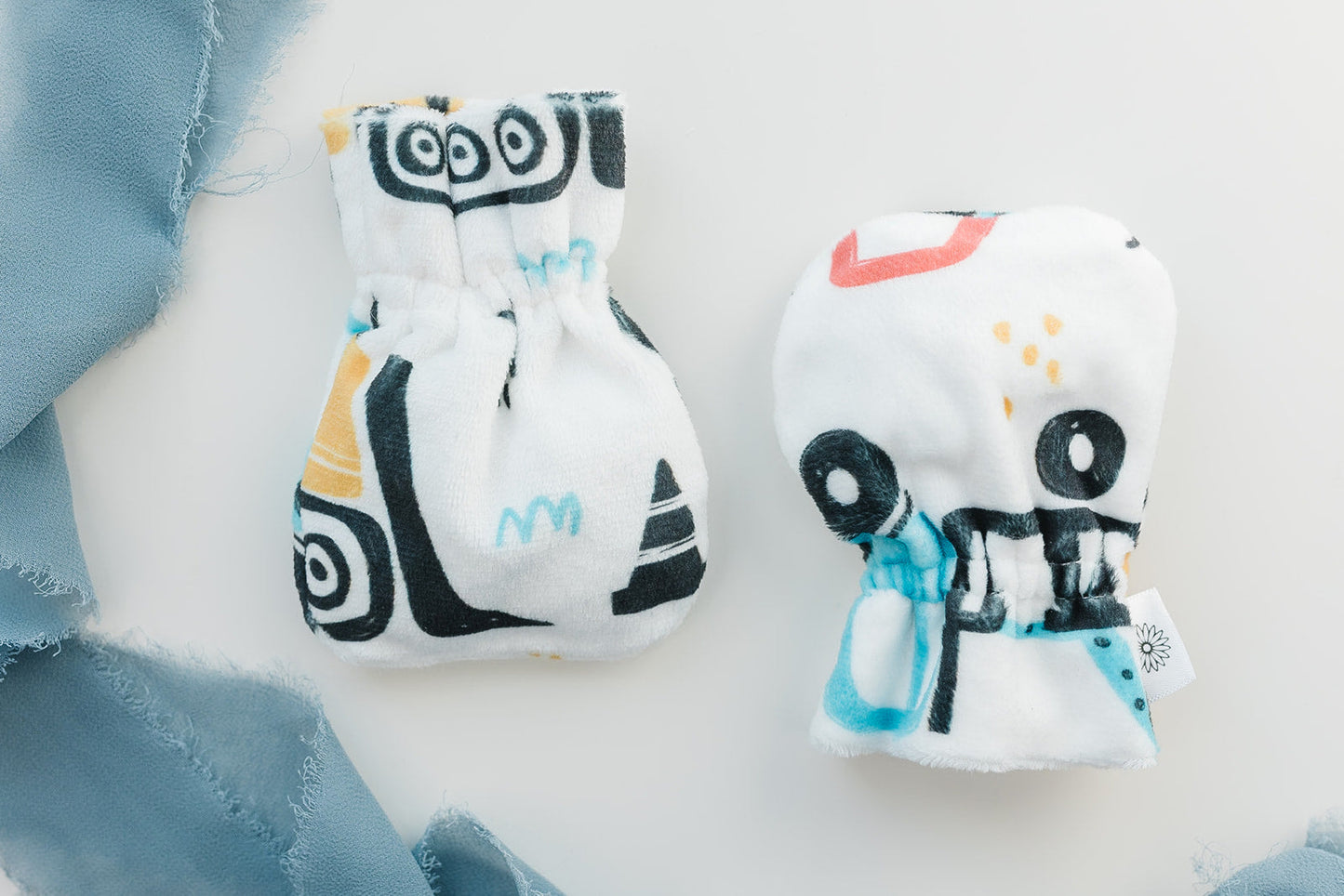 Stay-On Baby Mittens with Silicone Grip - Construction Trucks No Scratch Mittens for Newborns 0-6 Months