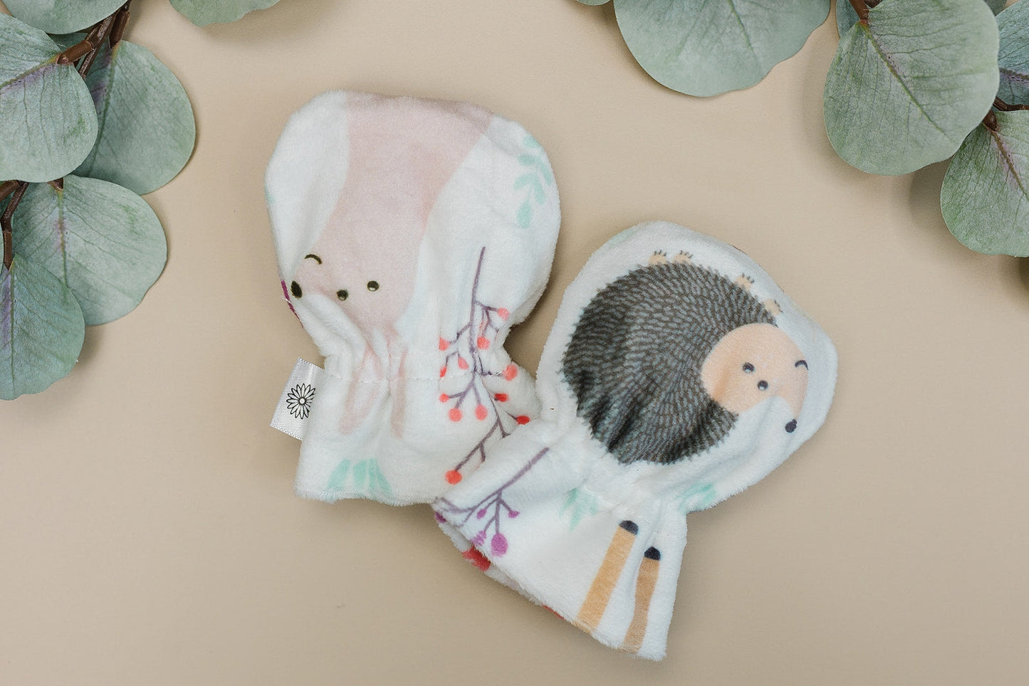 Stay-On Baby Mittens with Silicone Grip - Wild Animals No Scratch Mittens for Newborns 0-6 Months