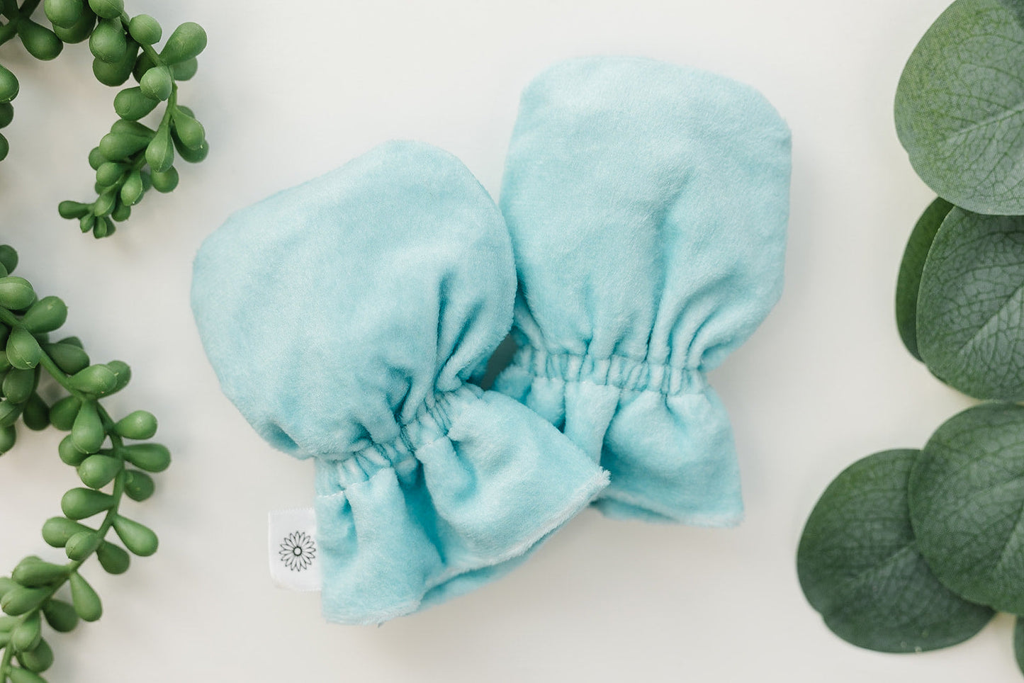 Stay-On Baby Mittens with Silicone Grip - Canal Blue No Scratch Mittens for Newborns 0-6 Months