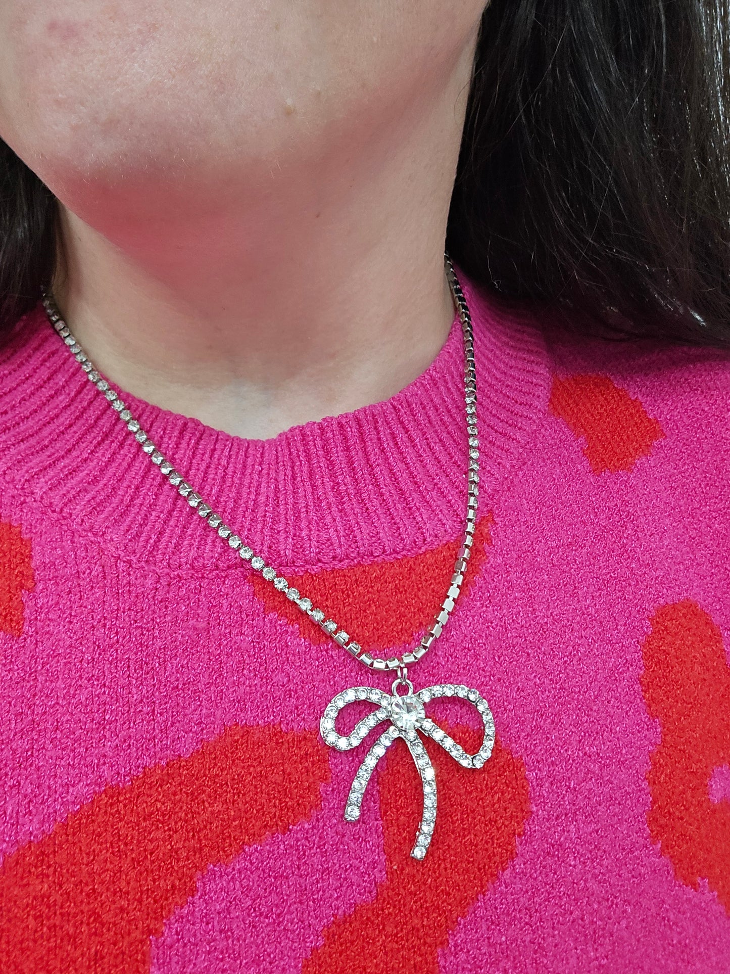 Minnie bow sparkle necklace