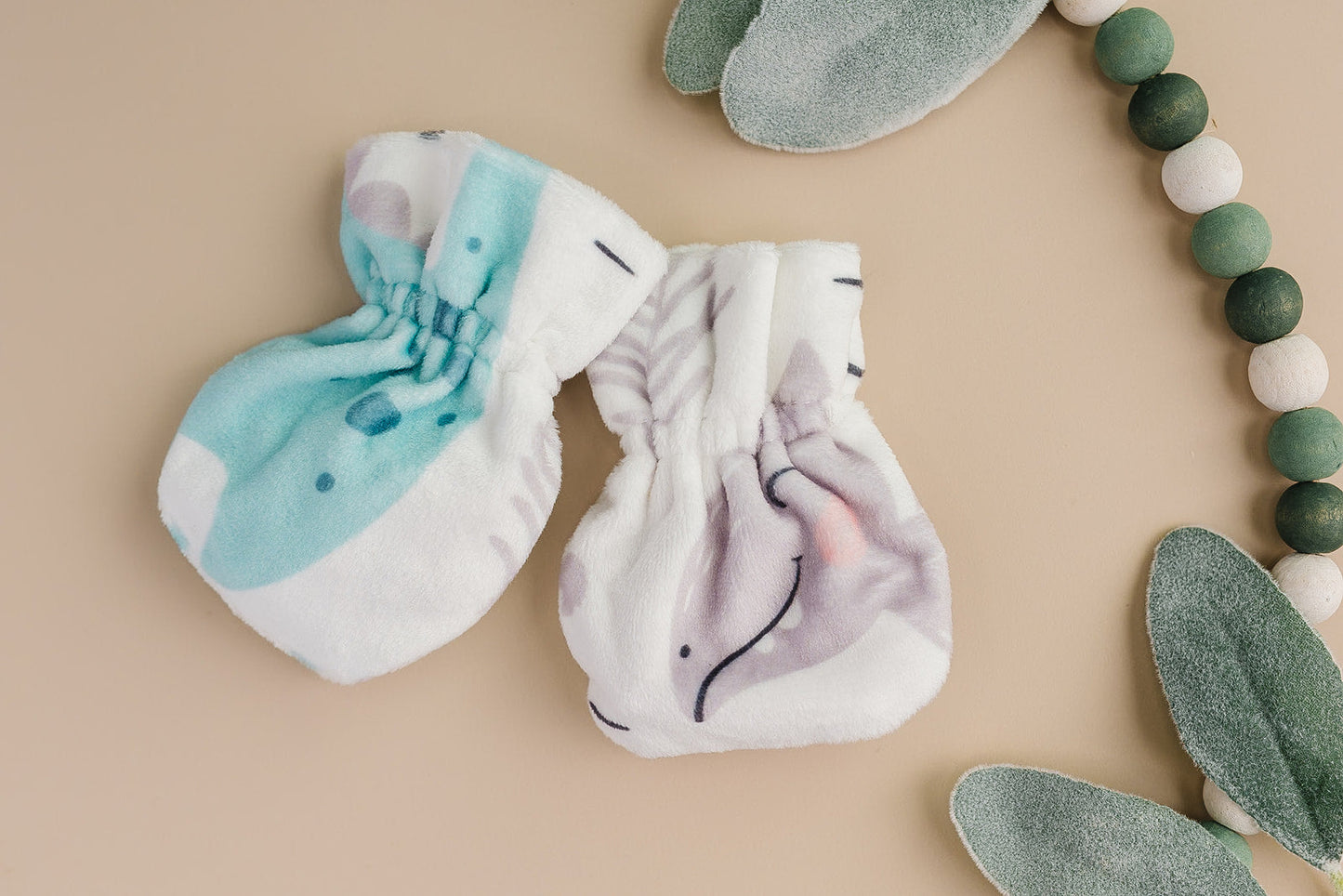 Stay-On Baby Mittens with Silicone Grip - Baby Dino No Scratch Mittens for Newborns 0-6 Months