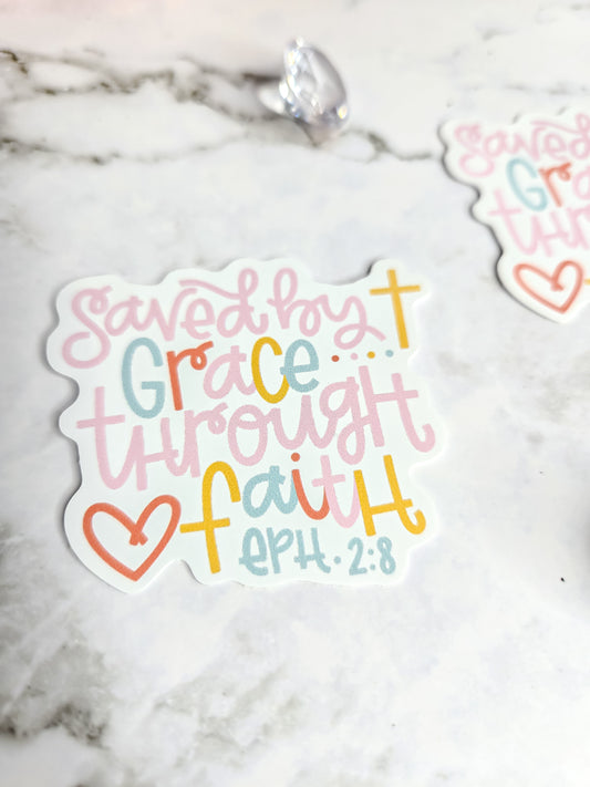 Saved by grace sticker