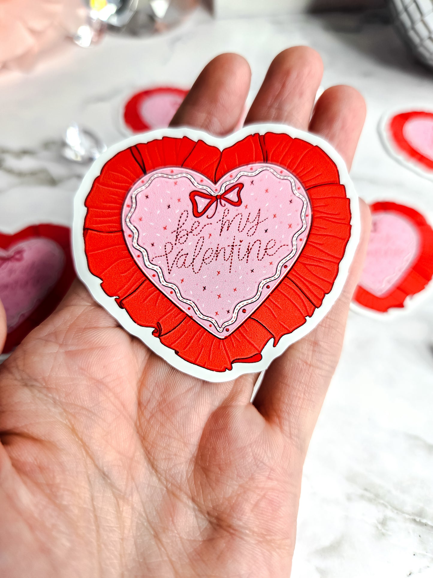 Be my valentine heart sticker