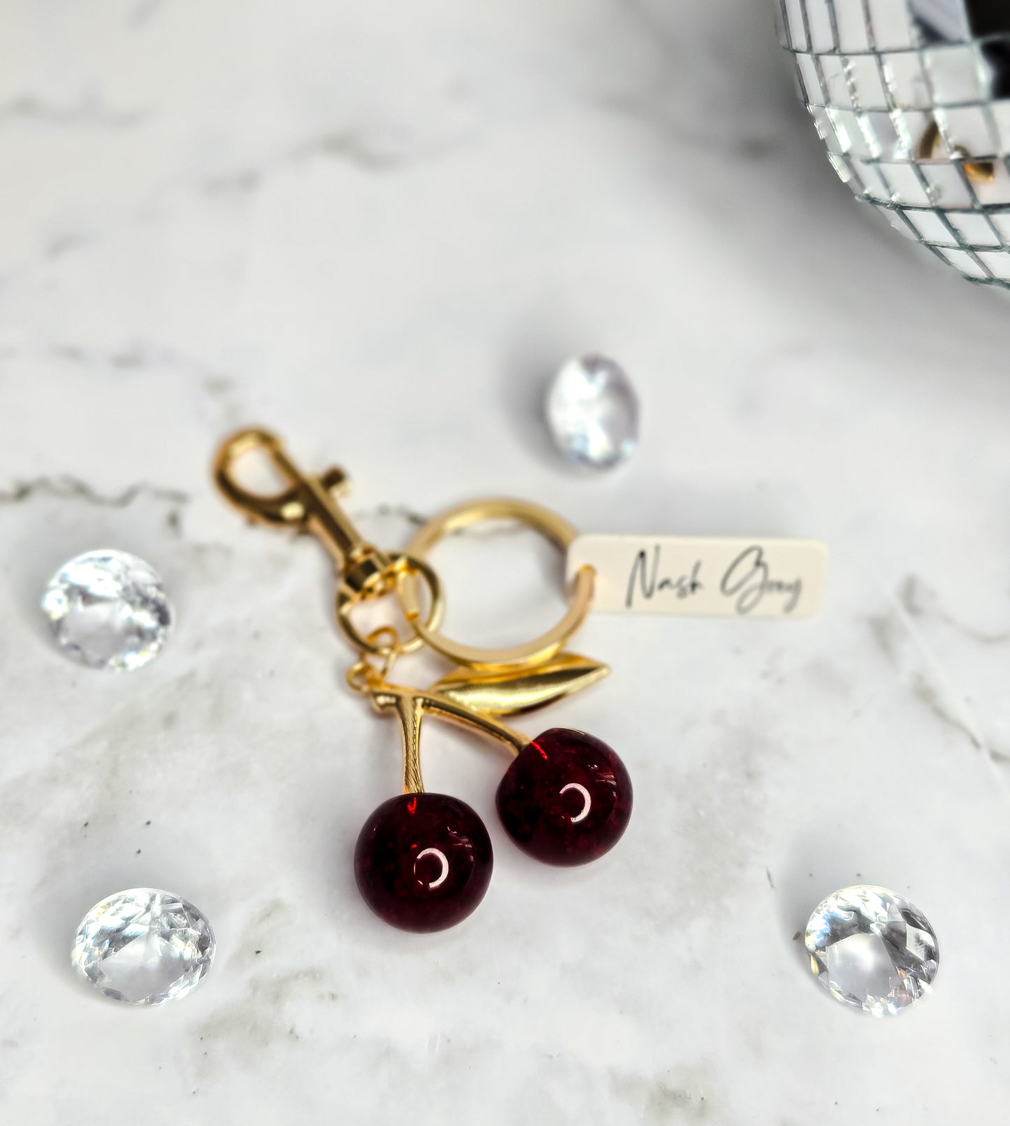 Juicy cherry bag charm