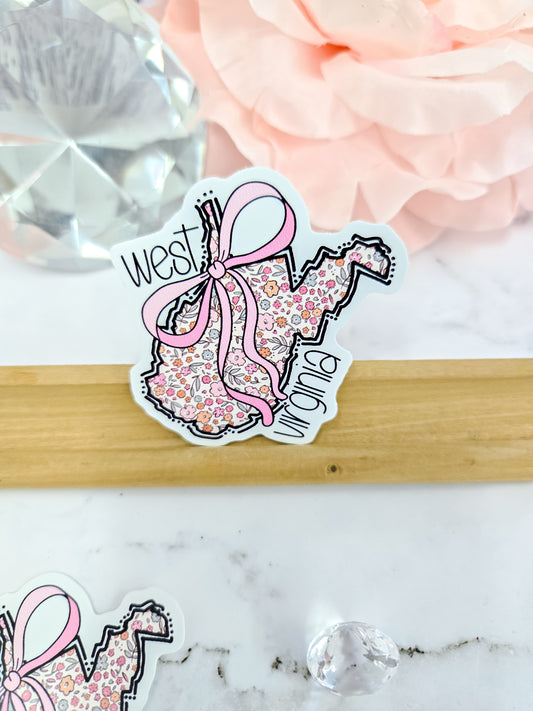 West Virginia floral and big bow sticker