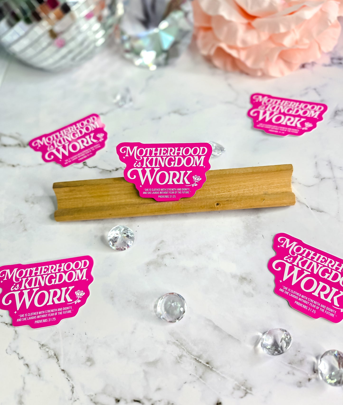Motherhood is kingdom work- pink- sticker