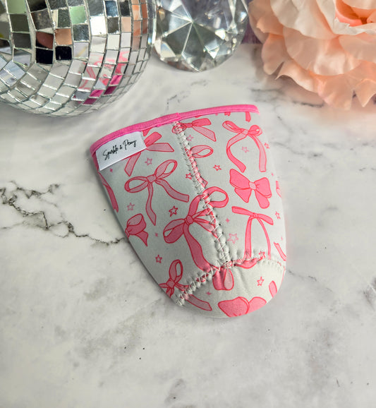Sippin’ Pretty Neoprene Iced Coffee Sleeve – Pink Bow Design
