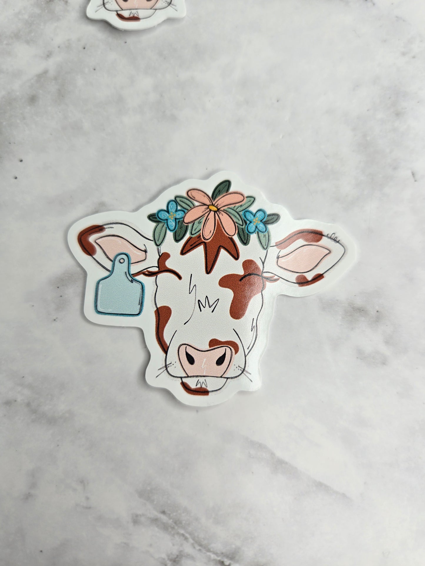 Daisy Floral Cow Head Vinyl Sticker | Country Girl Waterproof Farmhouse Decal