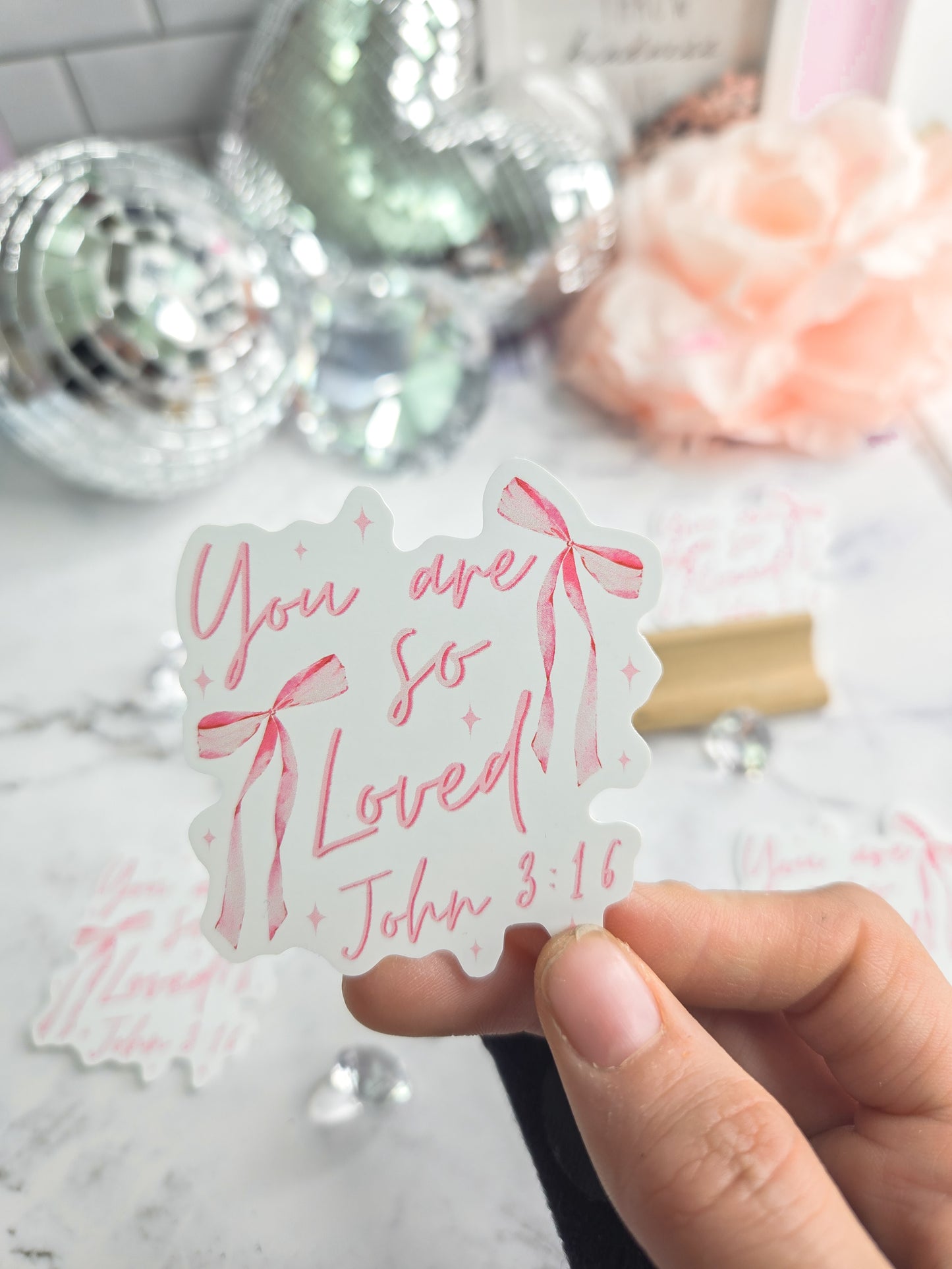 You Are So Loved Sticker – Soft Pink Christian Vinyl Sticker | Encouraging Faith Sticker