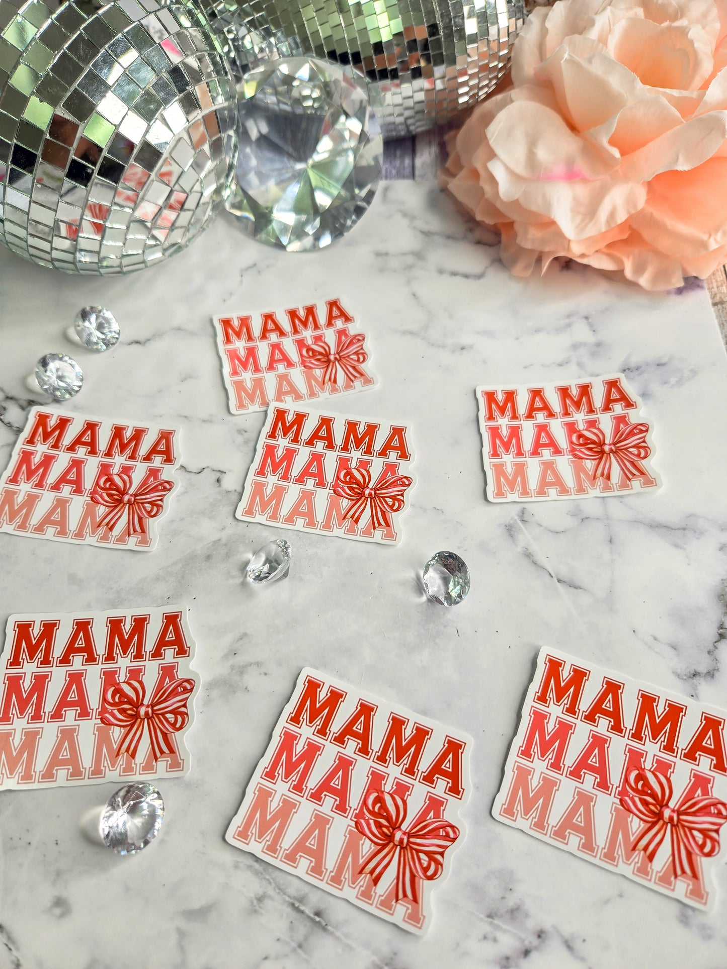 Mama Sticker – Red Ombré Bow Vinyl Sticker | Cute Mama Gift Sticker