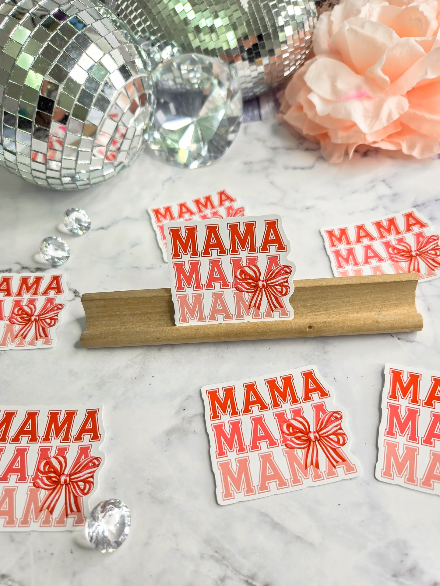 Mama Sticker – Red Ombré Bow Vinyl Sticker | Cute Mama Gift Sticker