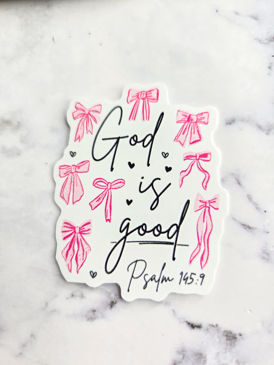 God Is So Good Sticker – Pink Bow Christian Vinyl Sticker | Faith-Based Feminine Sticker