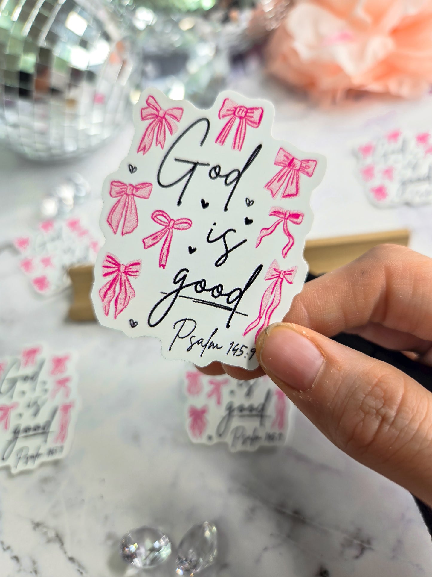 God Is So Good Sticker – Pink Bow Christian Vinyl Sticker | Faith-Based Feminine Sticker