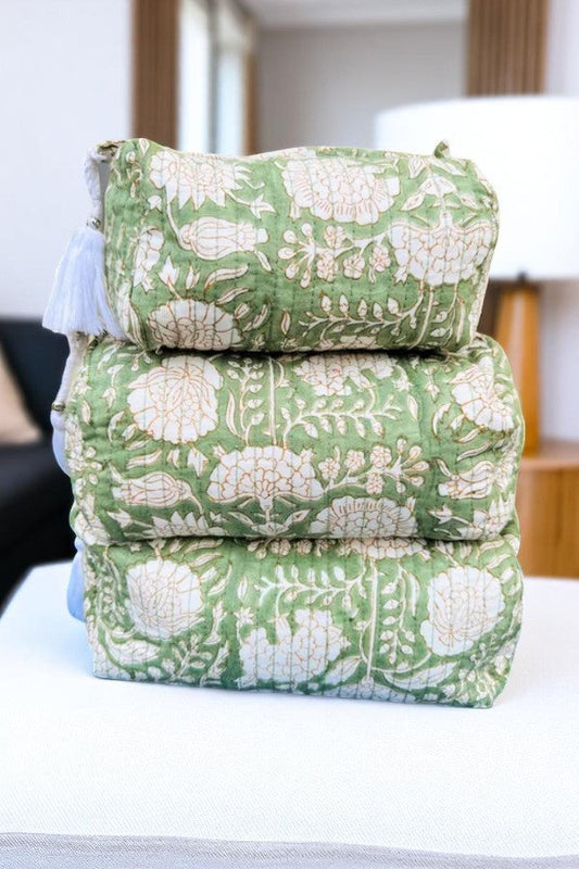 SC - ETA 7/18 - Kiara Green Floral Print Cosmetic Bag Set
