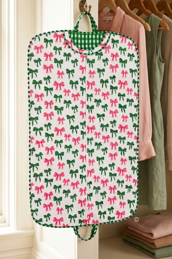 SC - Southern Belle Pink and Green Bow Garment Bag