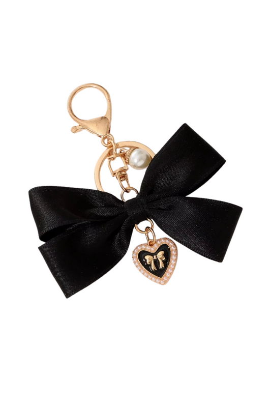 Black bow bag charm