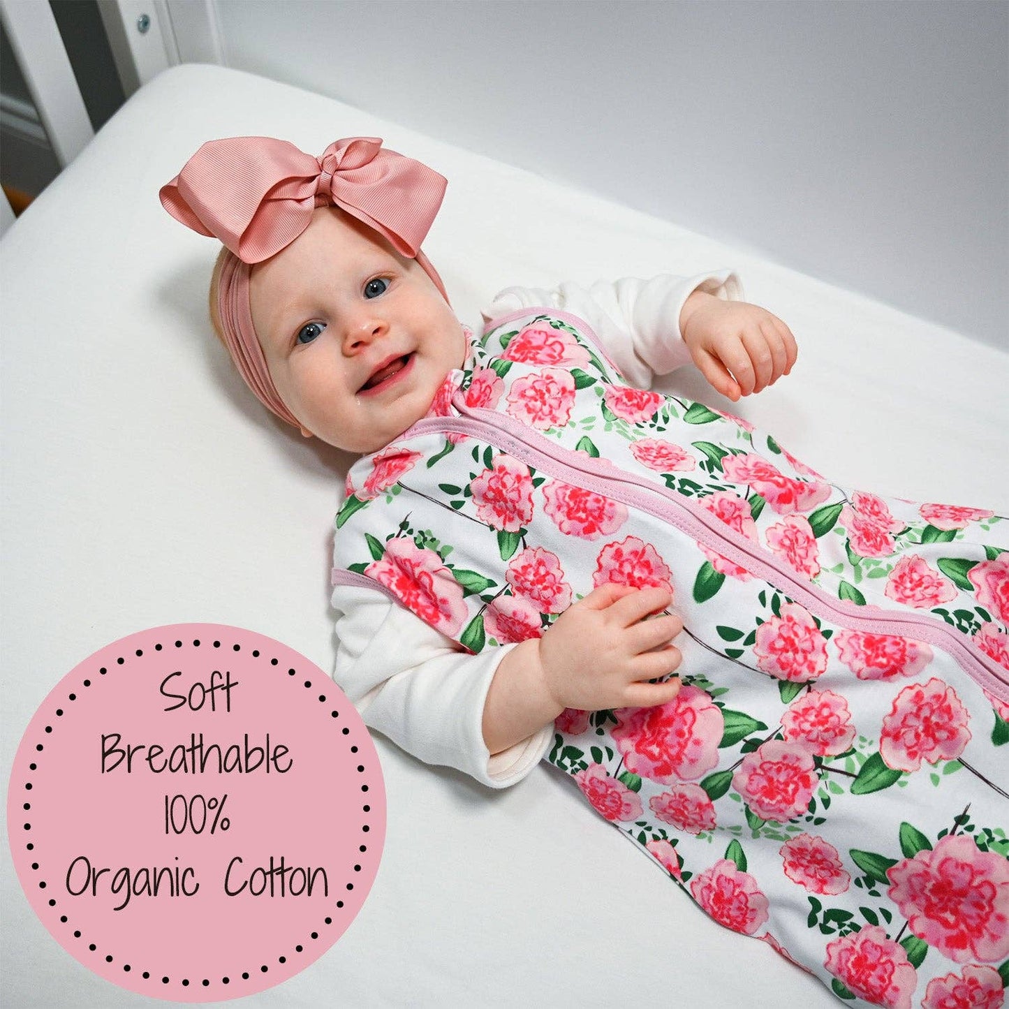 Organic Cotton Sleep Sack 0.5 TOG Pretty in Peony