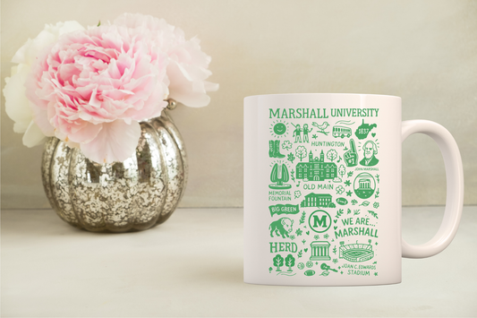 Marshall University doodle- coffee mug 15 oz gift