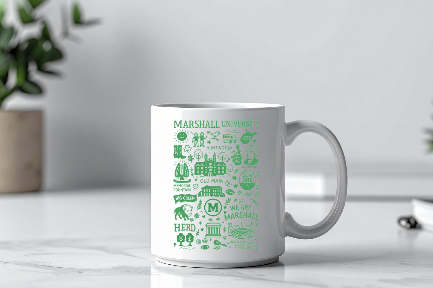 Marshall University doodle- coffee mug 15 oz gift